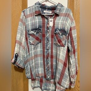 NWT BILLY T XL Plaid Women’s Shirt